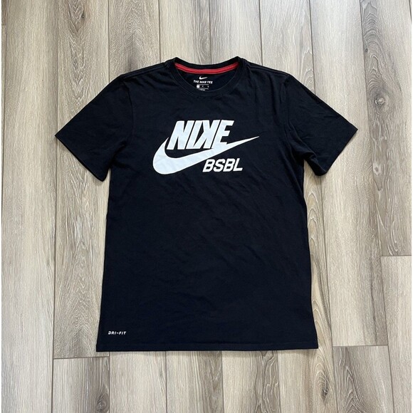 Nike BSBL Mens Black Graphic T Shirt Size Medium Activewear Sports Athletic Cut - Picture 1 of 10